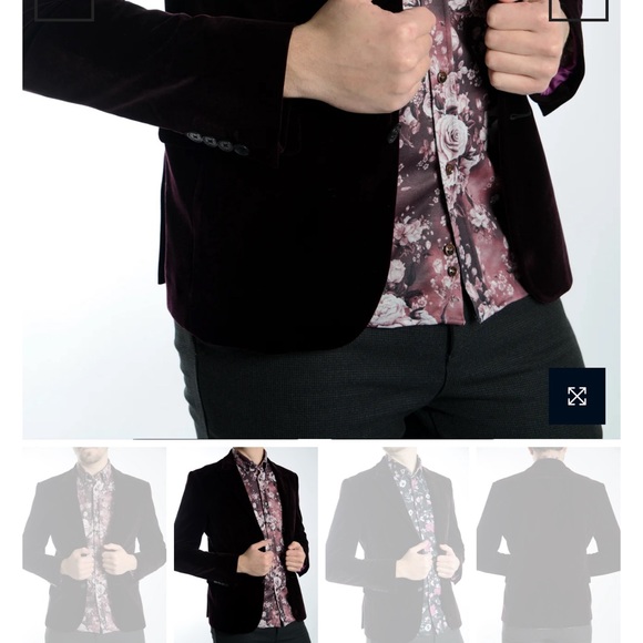 Haight and Ashbury Roxbury Velvet Blazer Burgandy - Picture 3 of 5